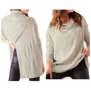 Free People Juicy Long Sleeves Top Sz S In Stone Cold Beige Split Back Oversized